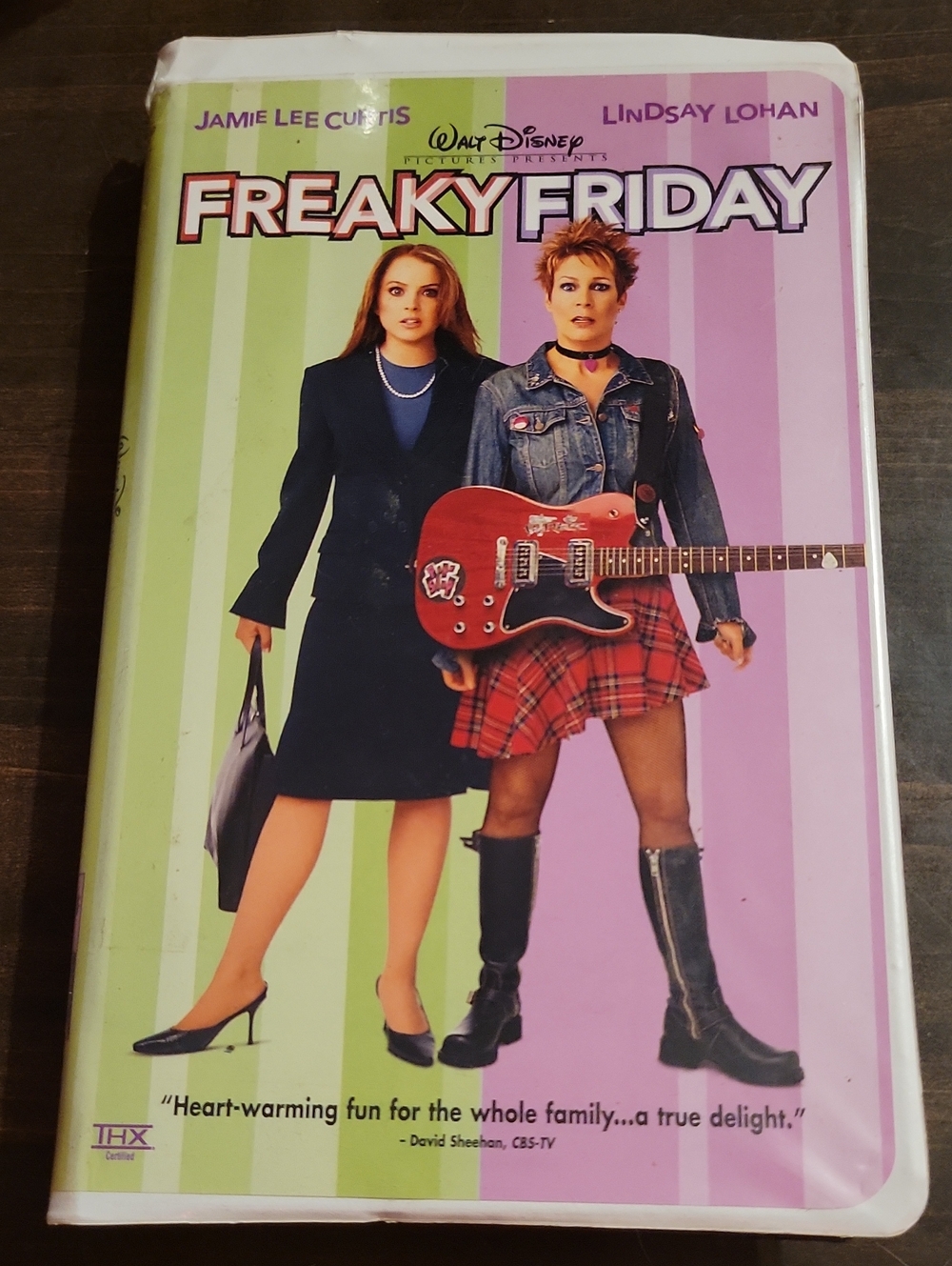 Disney Freaky Friday VHS Cover with Red Guitar and Pink/Green Stripes